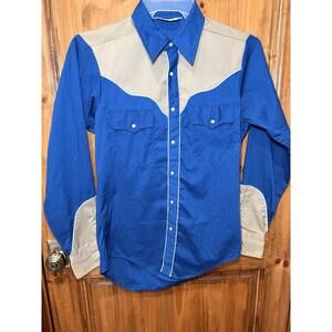 Vintage Sundance Men’s Snap Western Shirt Blue/Brown Size Medium